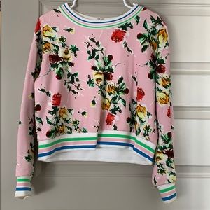 Milly Floral Print Varsity Sweatshirt